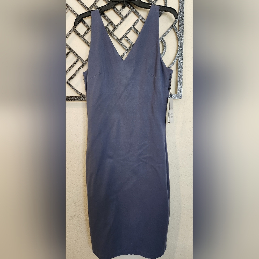 Elegant Dusky Blue Sleeveless Dress WHBM, Size 10, NWT